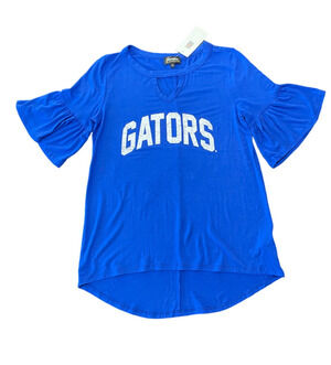 Game Day Couture Gators Blue Bell Sleeve Football Top Sports Fun Size Small NWT